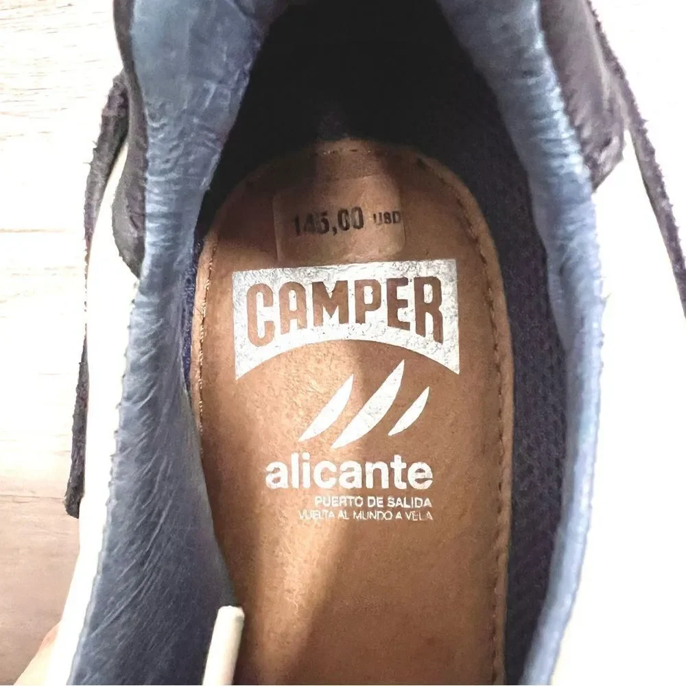 Camper low cut sneakers sz 11. Genuine suede and leather Cream Gray Navy Blue